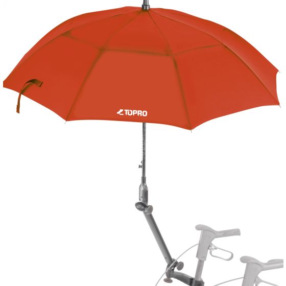 Schirm, rot, mit Multifunktionsarm