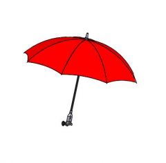 Schirm, rot, ohne Multifunktionsarm