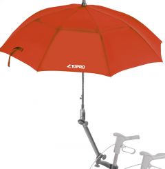 Schirm, rot, mit Multifunktionsarm